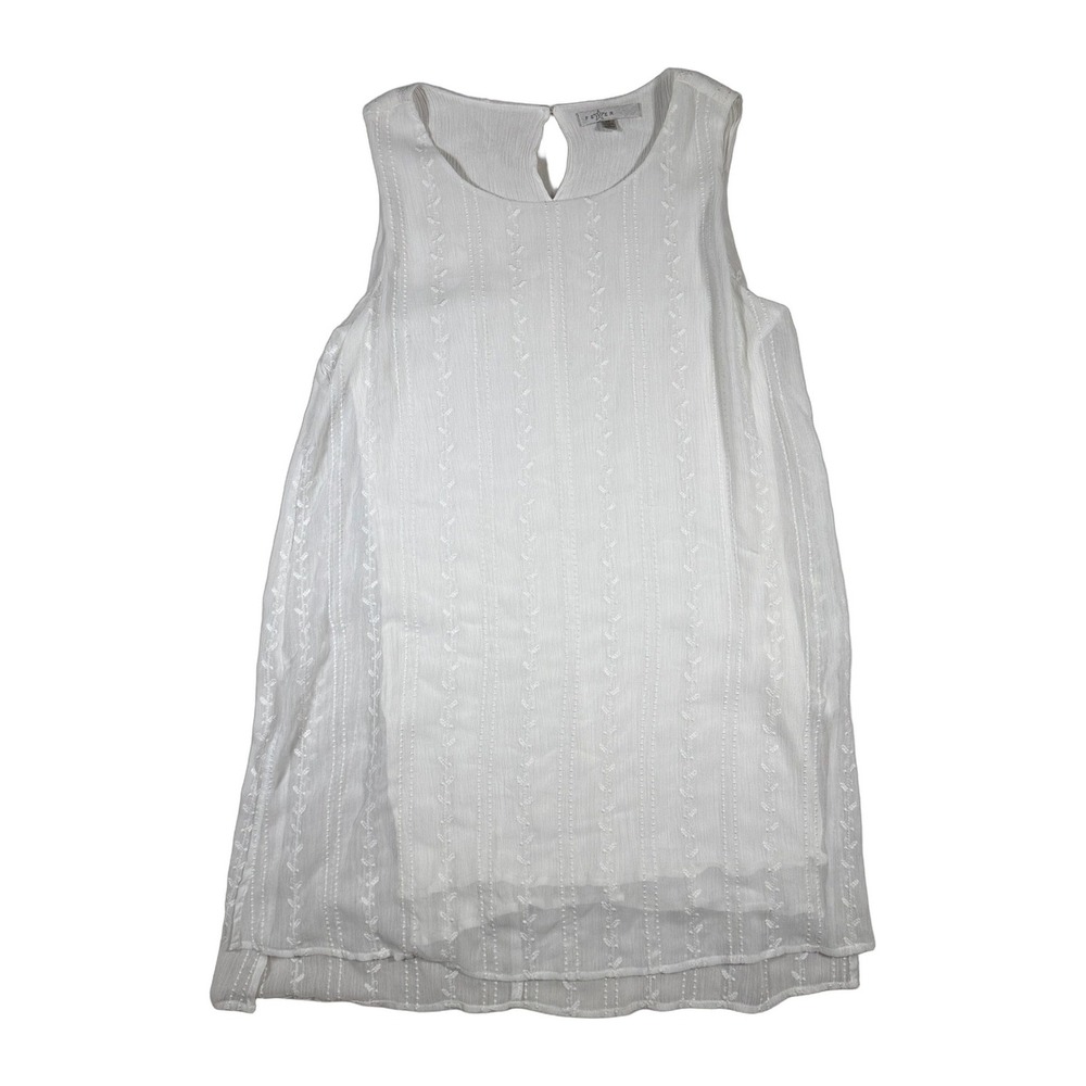 Fever White Embroidered Sheer Layered Sleeveless Dress Size M
